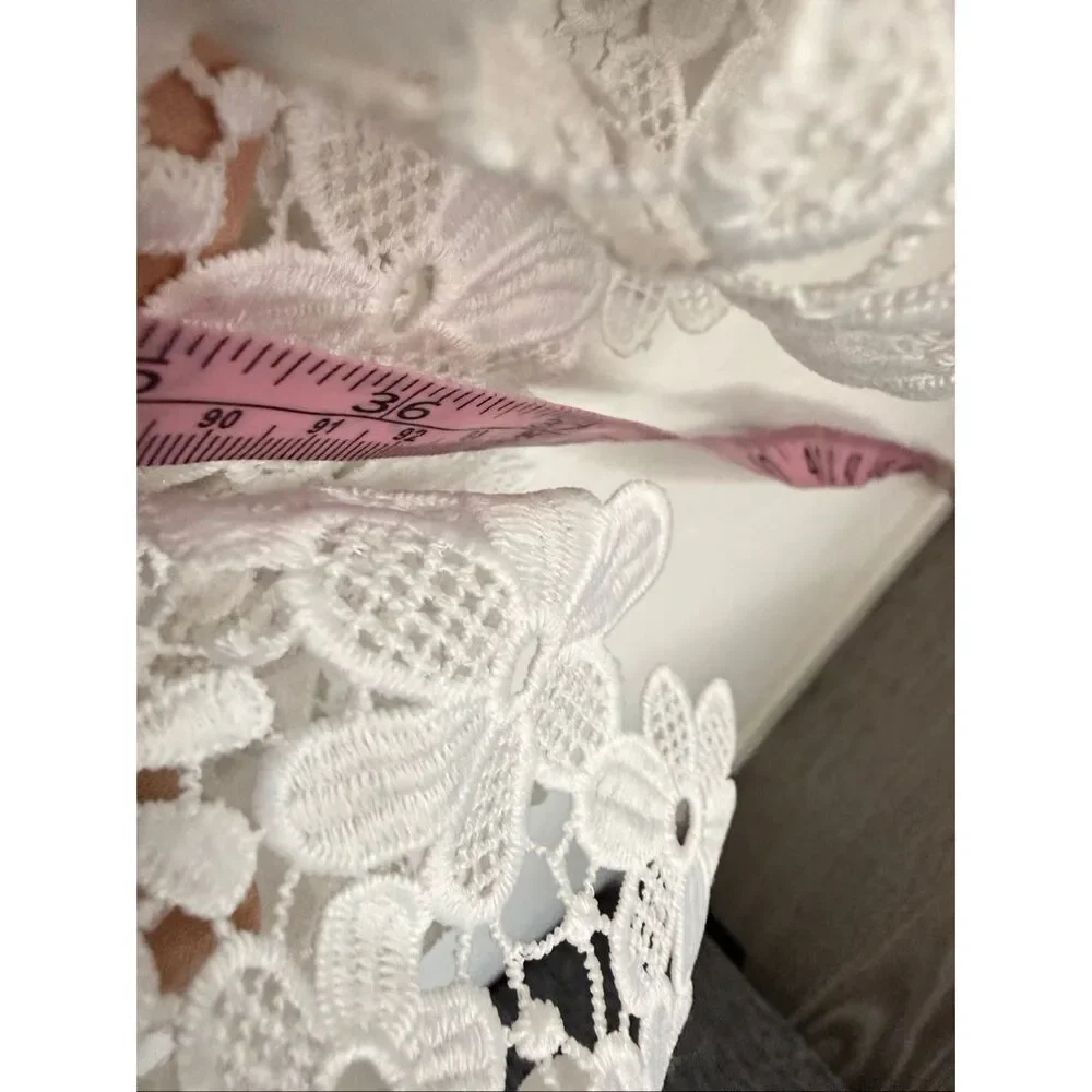 Donna Morgan For Maggy One Shoulder Floral Lace Bohemian Coquette Dress Size 12 - Picture 8 of 10